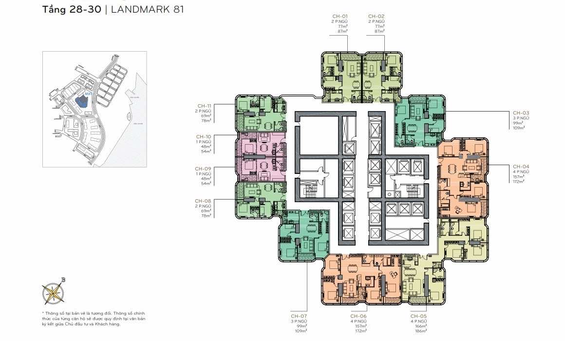 Layout tầng 28 - 30 the Landmark 81
