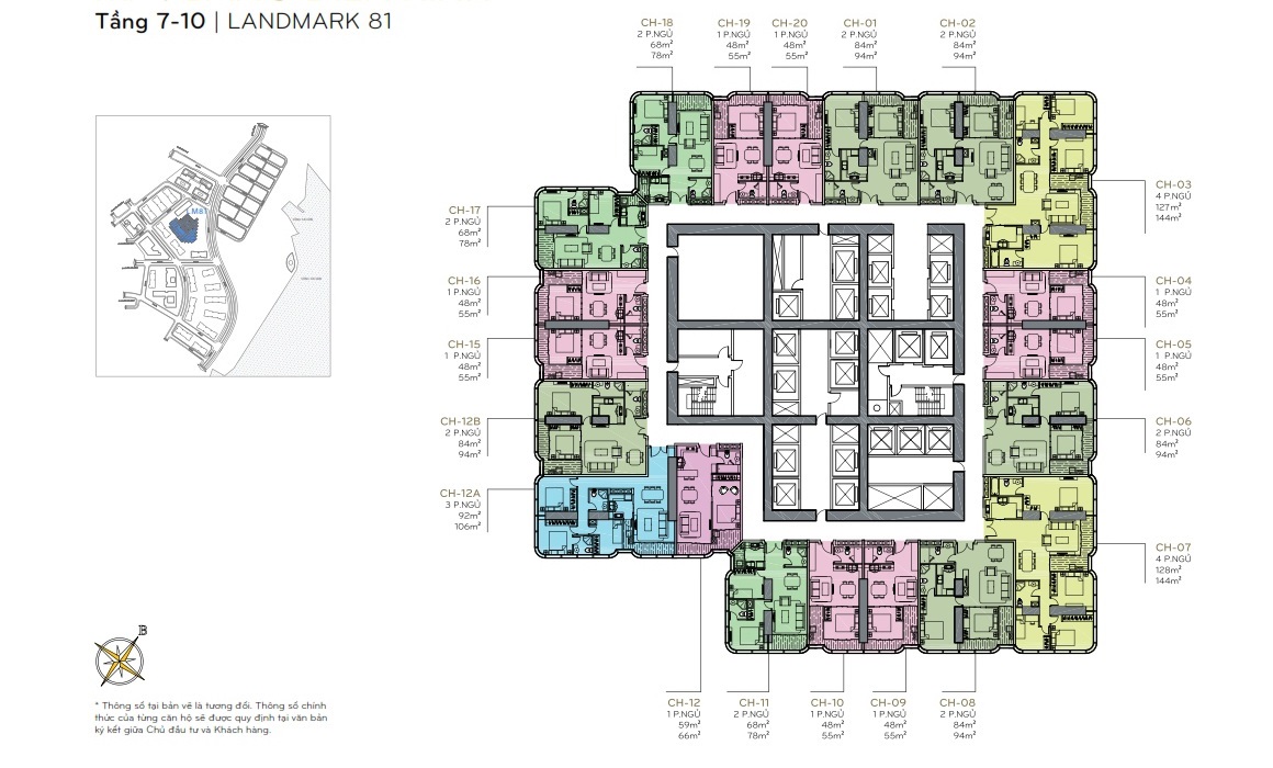 Layout Mặt Bằng Tầng 07 - 10 Landmark 81