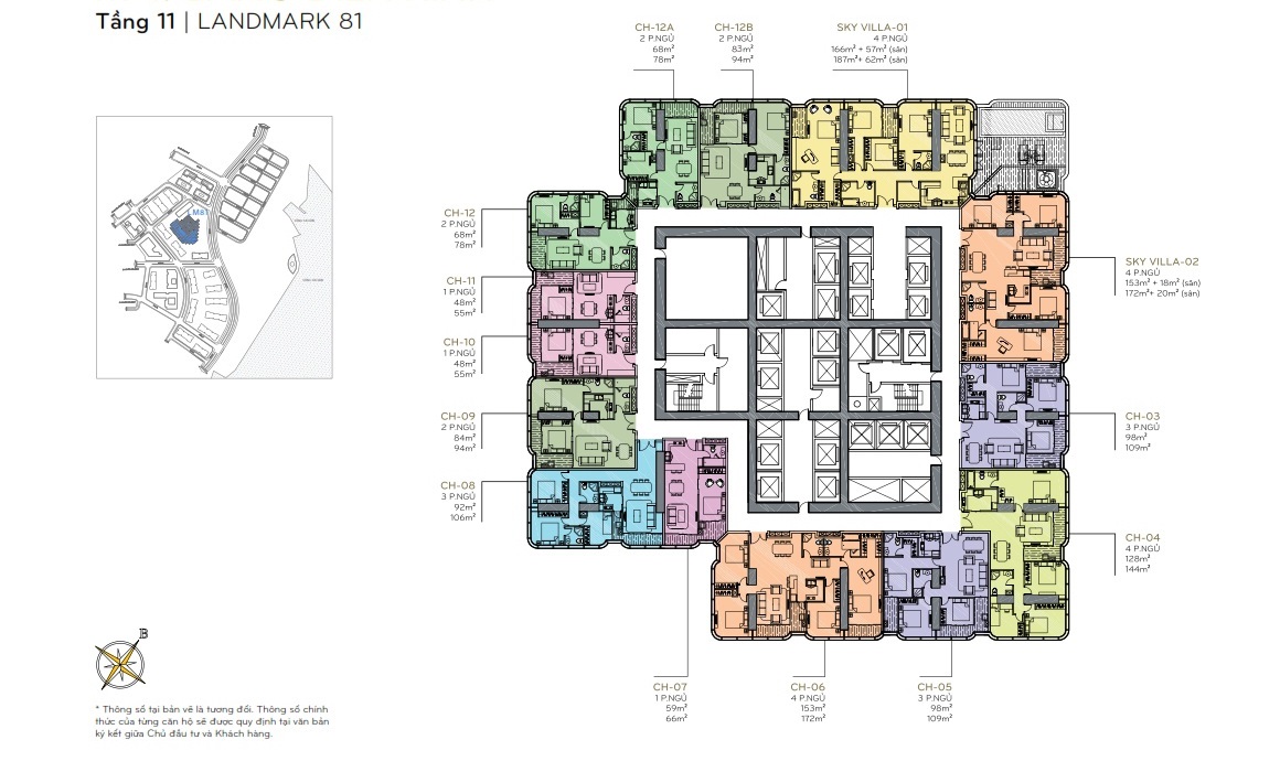 Layout Mặt Bằng Tầng 11 Landmark 81