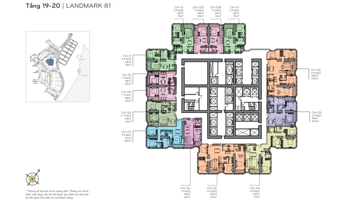 Layout Mặt Bằng Tầng 19-20 Landmark 81
