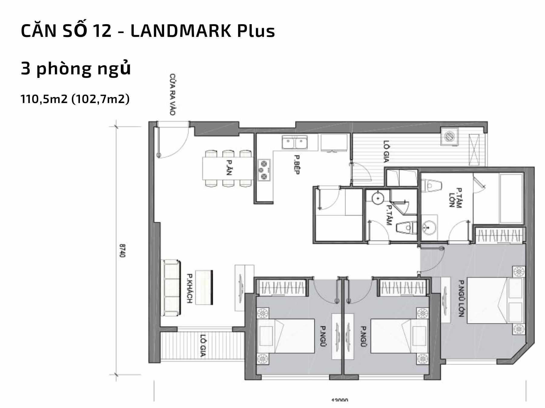 Mặt bằng chi tiết căn hộ Landmark Plus Vinhomes Central Park
