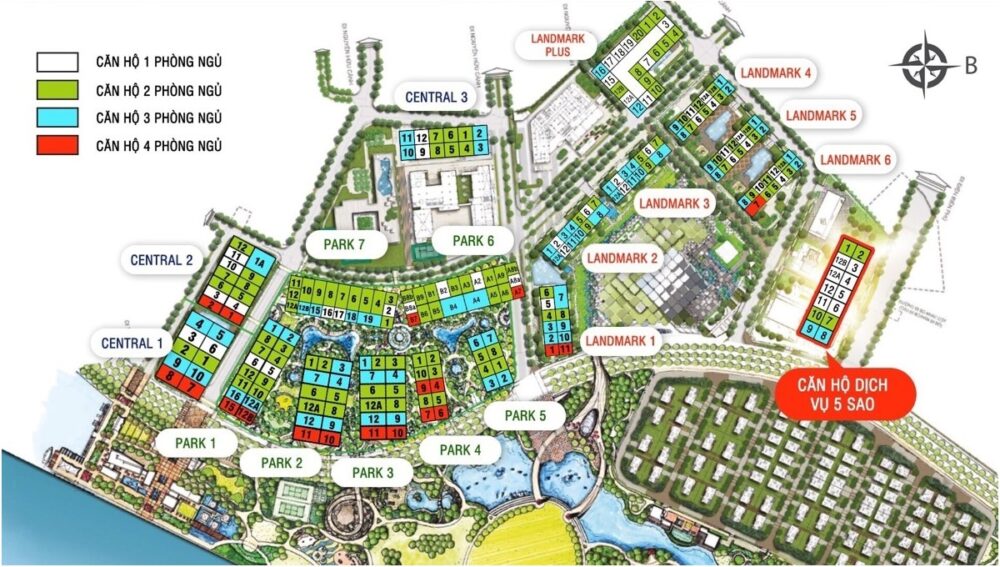 Mặt bằng tổng thể Vinhomes Central Park - vị trí căn hộ Penthouse