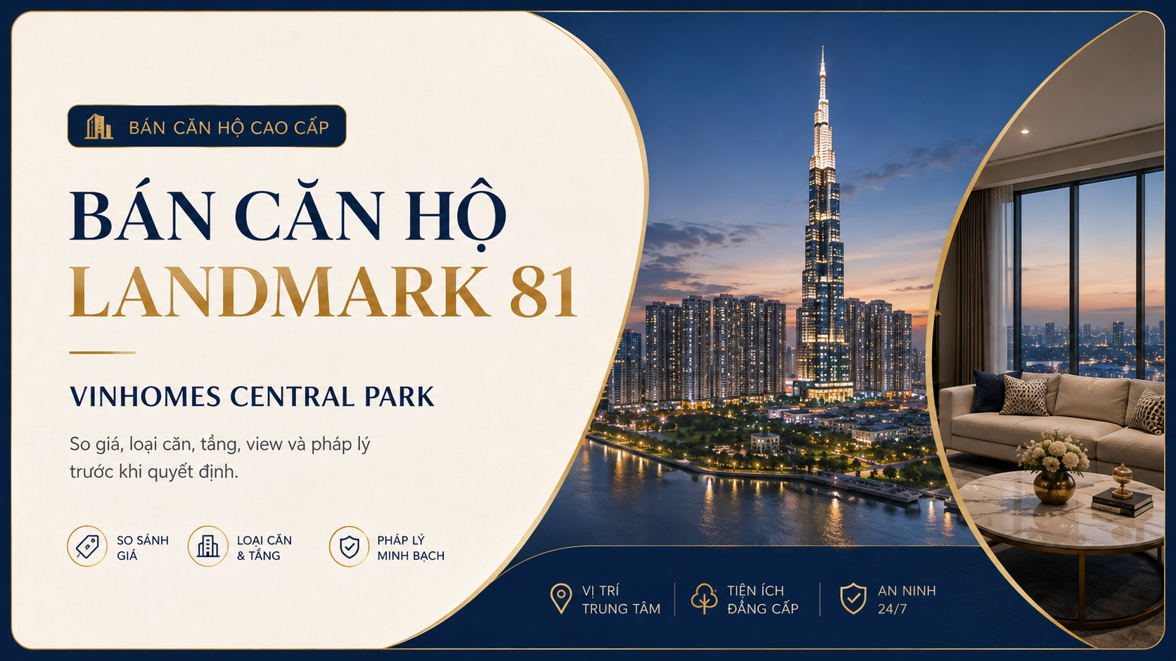 Banner giới thiệu bán căn hộ Landmark 81 Vinhomes Central Park