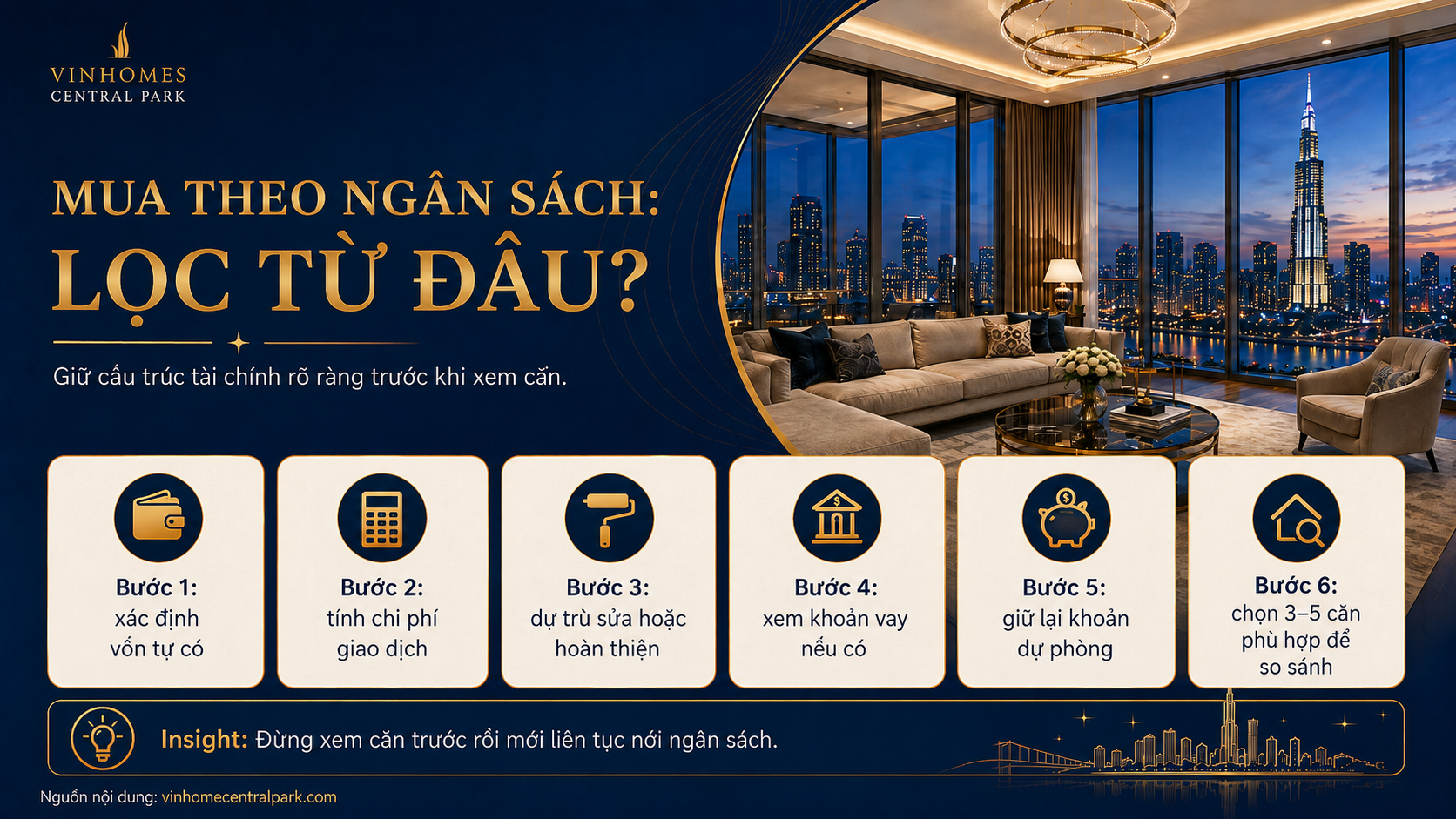 Mua căn hộ Vinhomes Central Park theo ngân sách nên lọc từ đâu